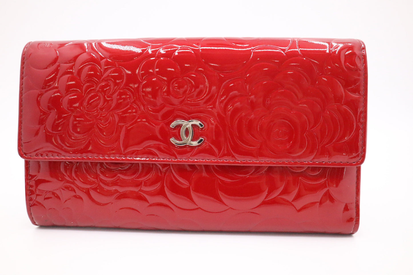 Chanel Long Wallet in Red Patent Leather