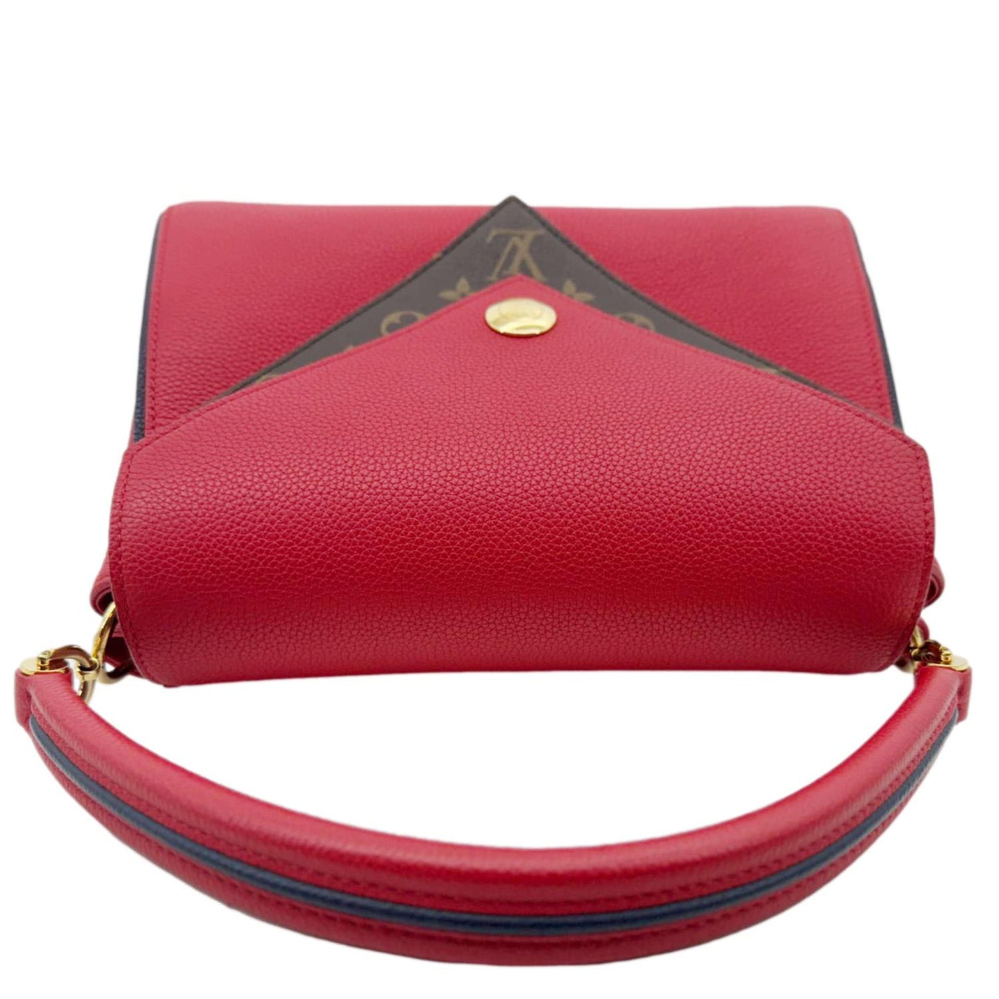 LOUIS VUITTON Double V Grained Leather Monogram Shoulder Bag Rubis