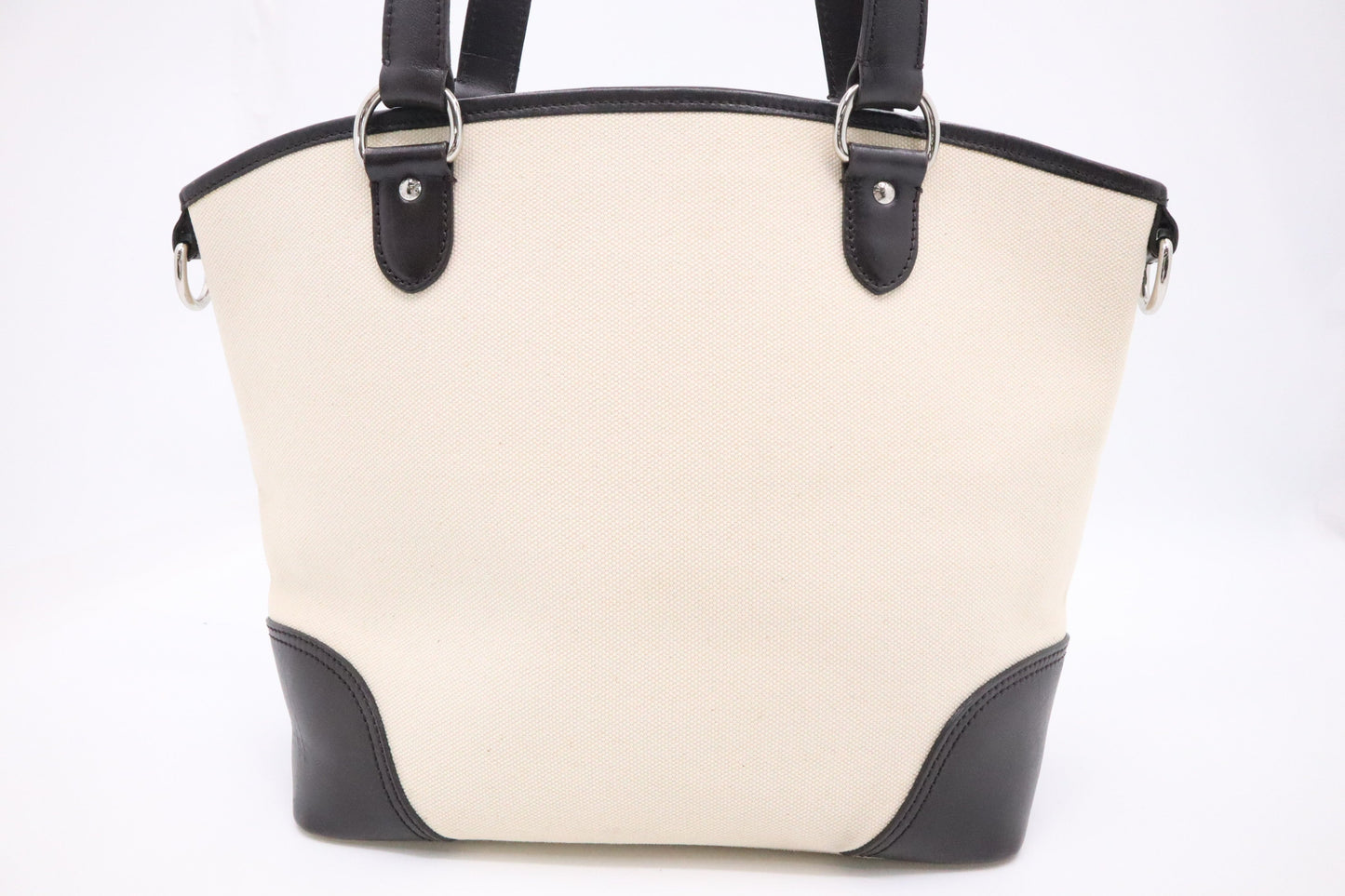 Burberry Tote Bag in Cream Canvas and Brown Leather