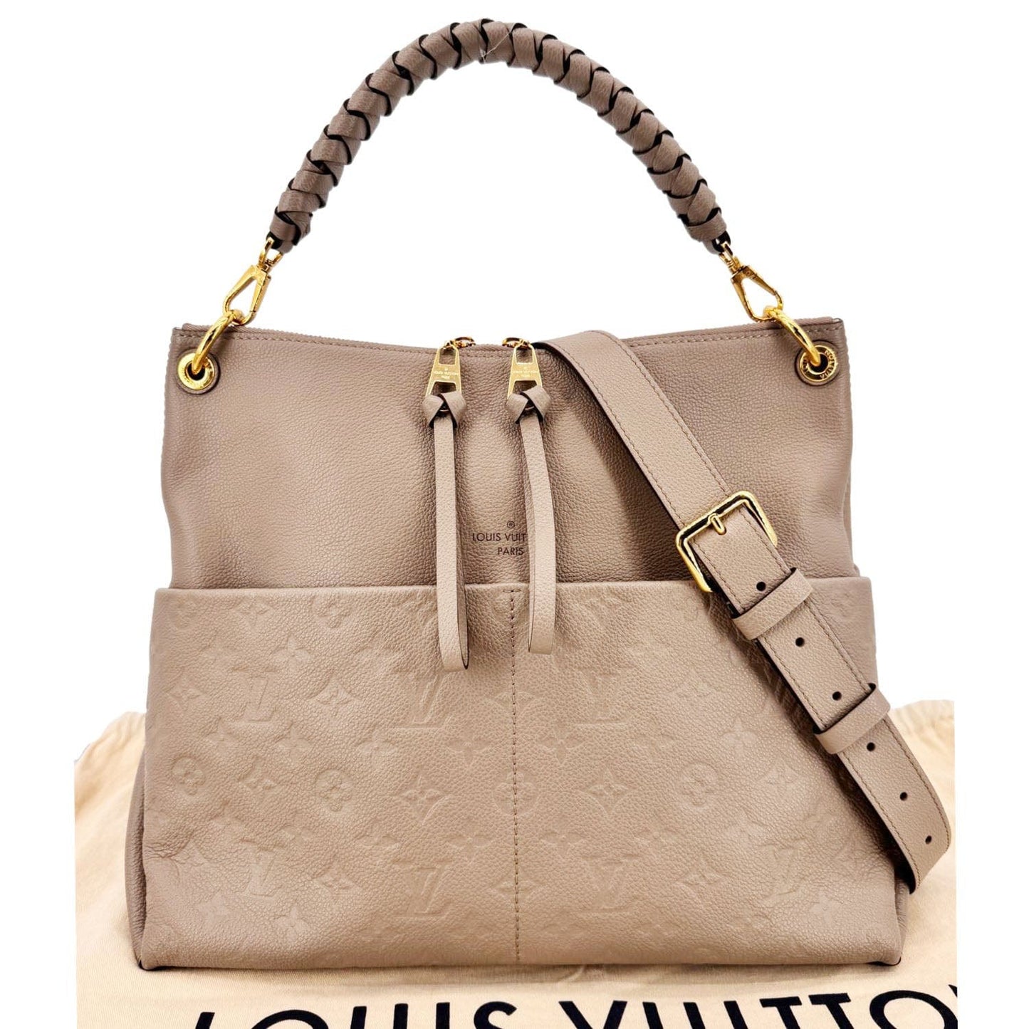 LOUIS VUITTON Maida Monogram Empreinte Leather Hobo Shoulder Bag Dune