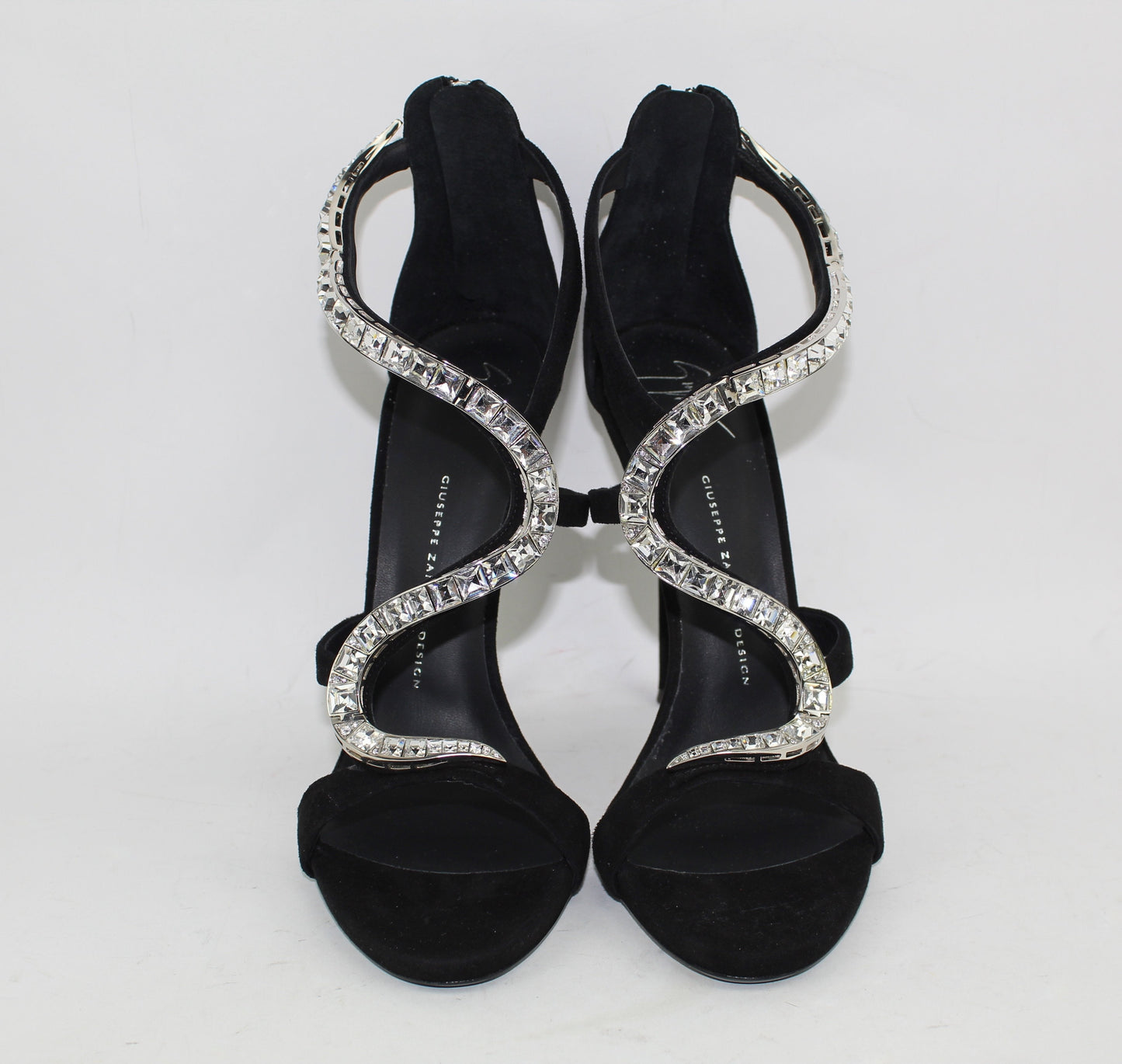 GIUSEPPE ZANOTTI CRYSTAL EMBELLISHED SUEDE SANDALS