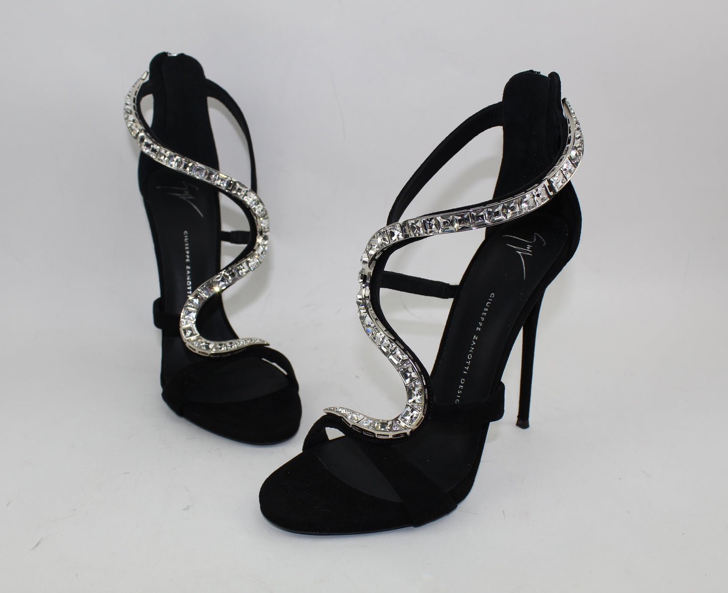 GIUSEPPE ZANOTTI CRYSTAL EMBELLISHED SUEDE SANDALS