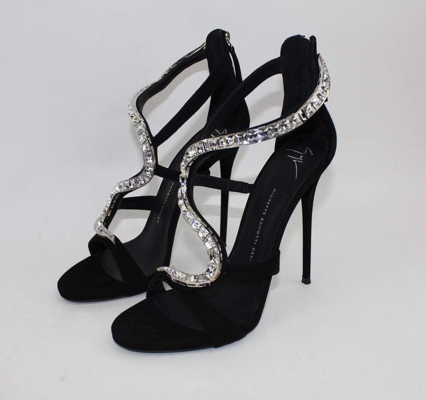 GIUSEPPE ZANOTTI CRYSTAL EMBELLISHED SUEDE SANDALS