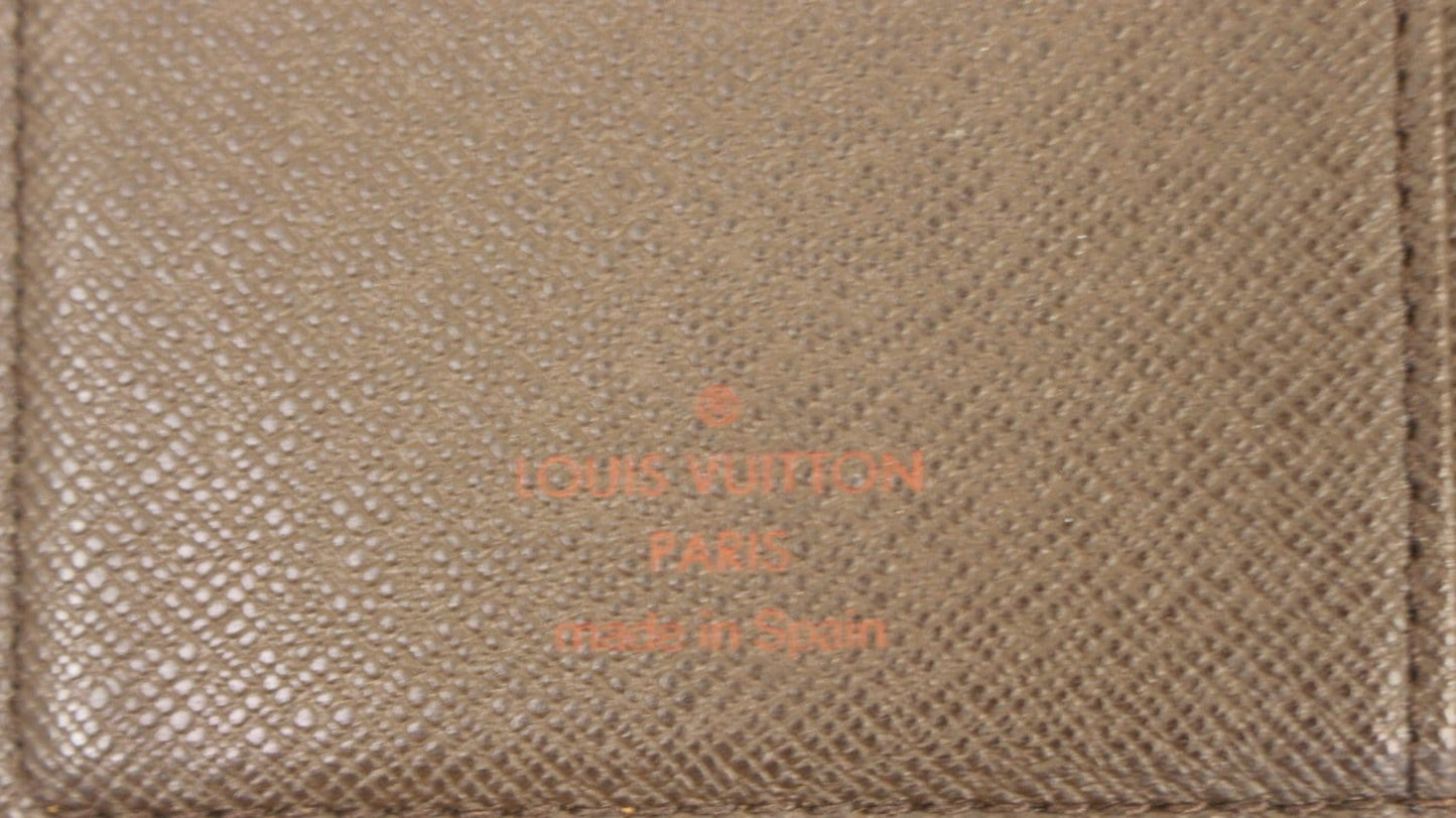 LOUIS VUITTON Damier Ebene Checkbook Cover Card Holder Wallet