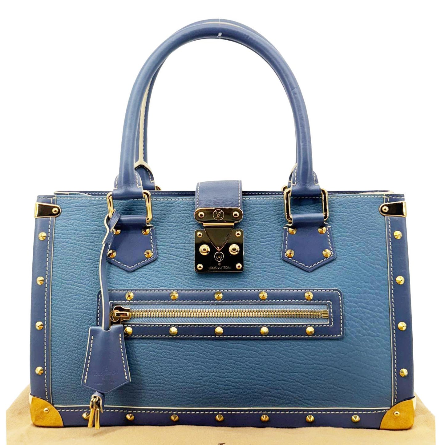 LOUIS VUITTON Suhali Le Fabuleux Leather Satchel Bag Blue