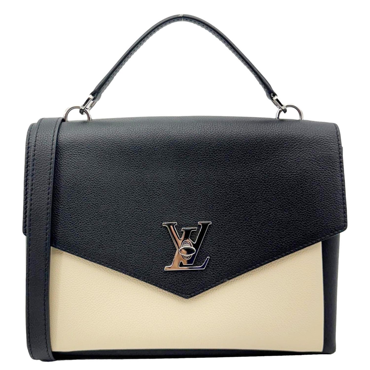 LOUIS VUITTON Mylockme Soft Calfskin Leather Top Handle Shoulder Bag Creme