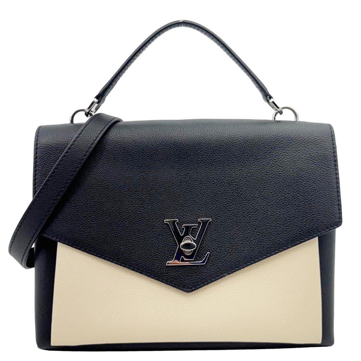LOUIS VUITTON Mylockme Soft Calfskin Leather Top Handle Shoulder Bag Creme