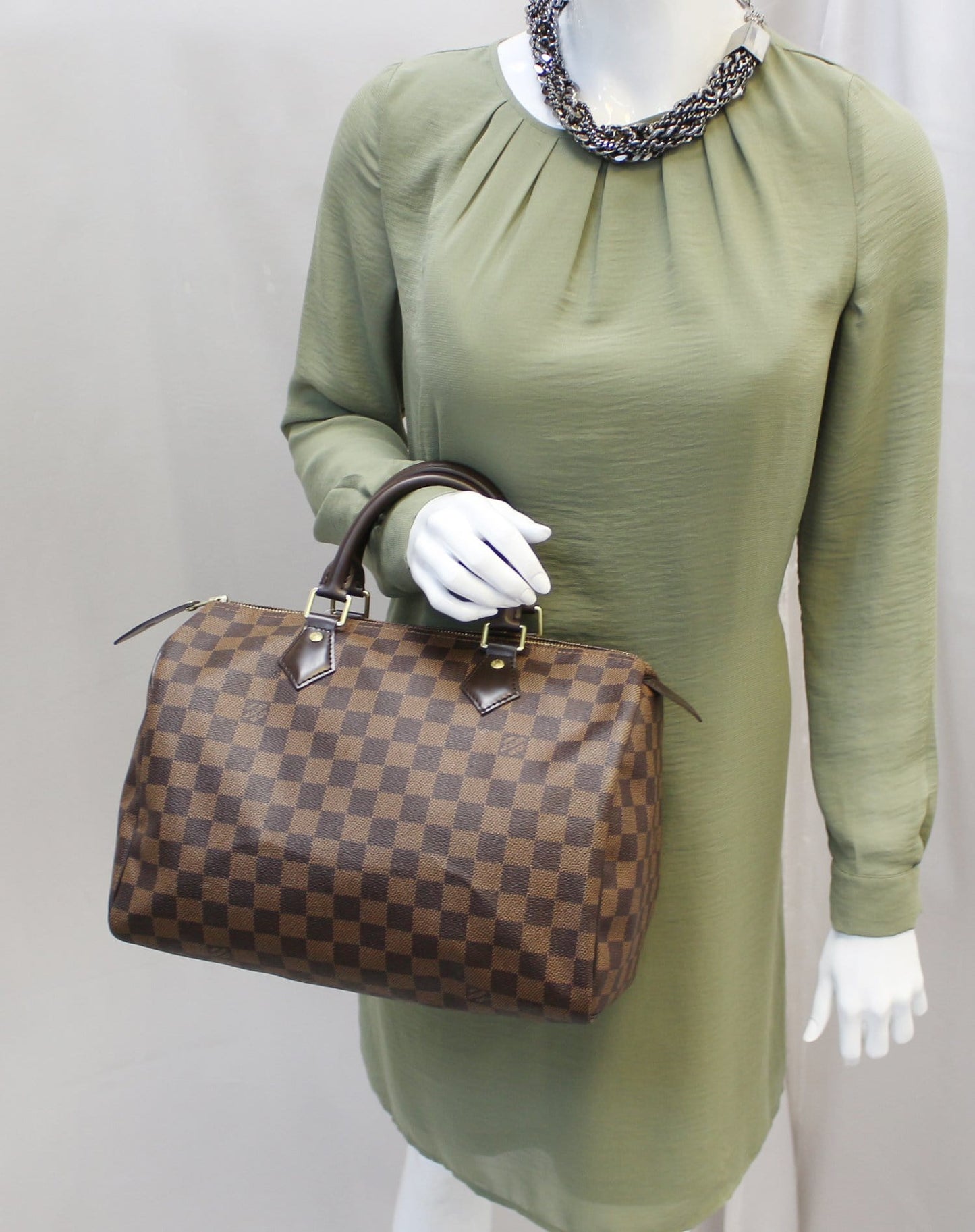 LOUIS VUITTON Damier Ebene Speedy 30 Satchel Bag