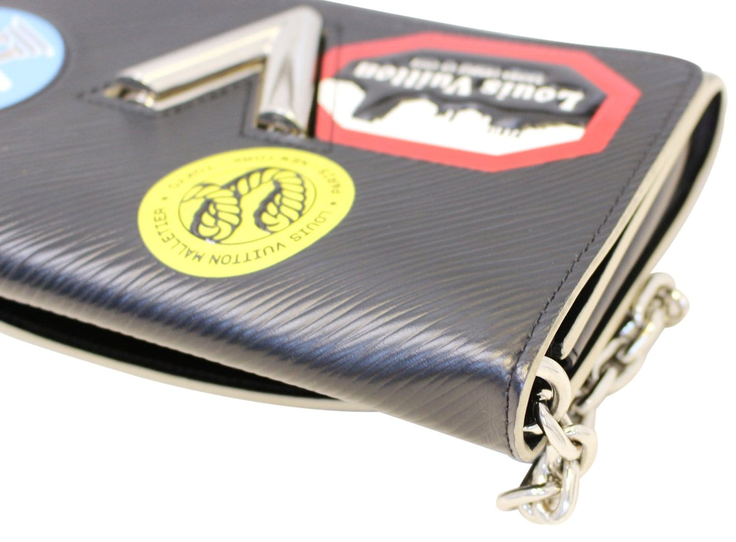 LOUIS VUITTON Epi World Tour Twist Chain Wallet Noir Black Crossbody - Last Call