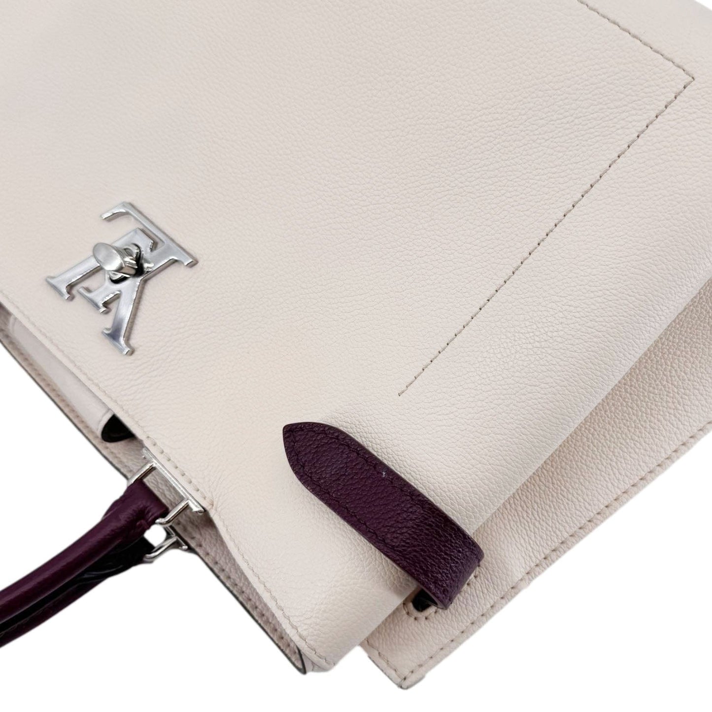 LOUIS VUITTON Lockme Day Calfskin Leather Tote Bag Cream