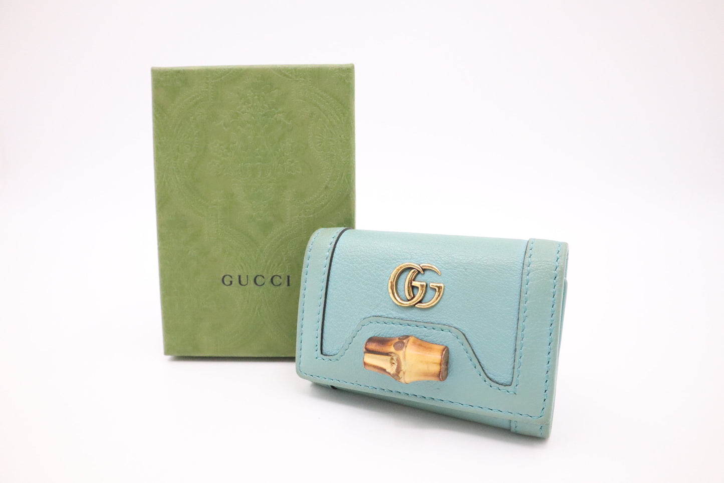 Gucci Bamboo Key Case in Turquoise Leather