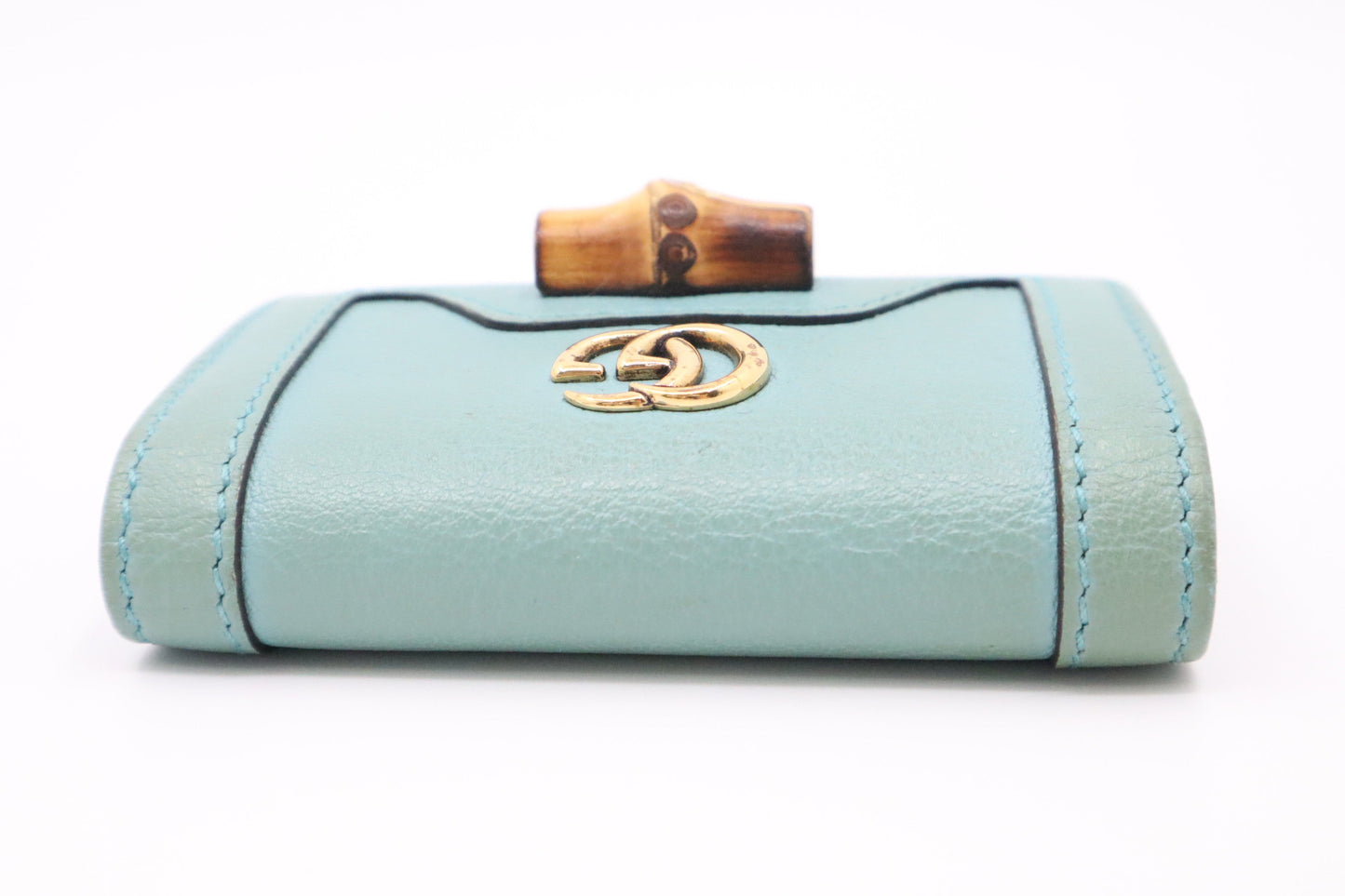 GG Marmont Bamboo Key Case in Turquoise Leather