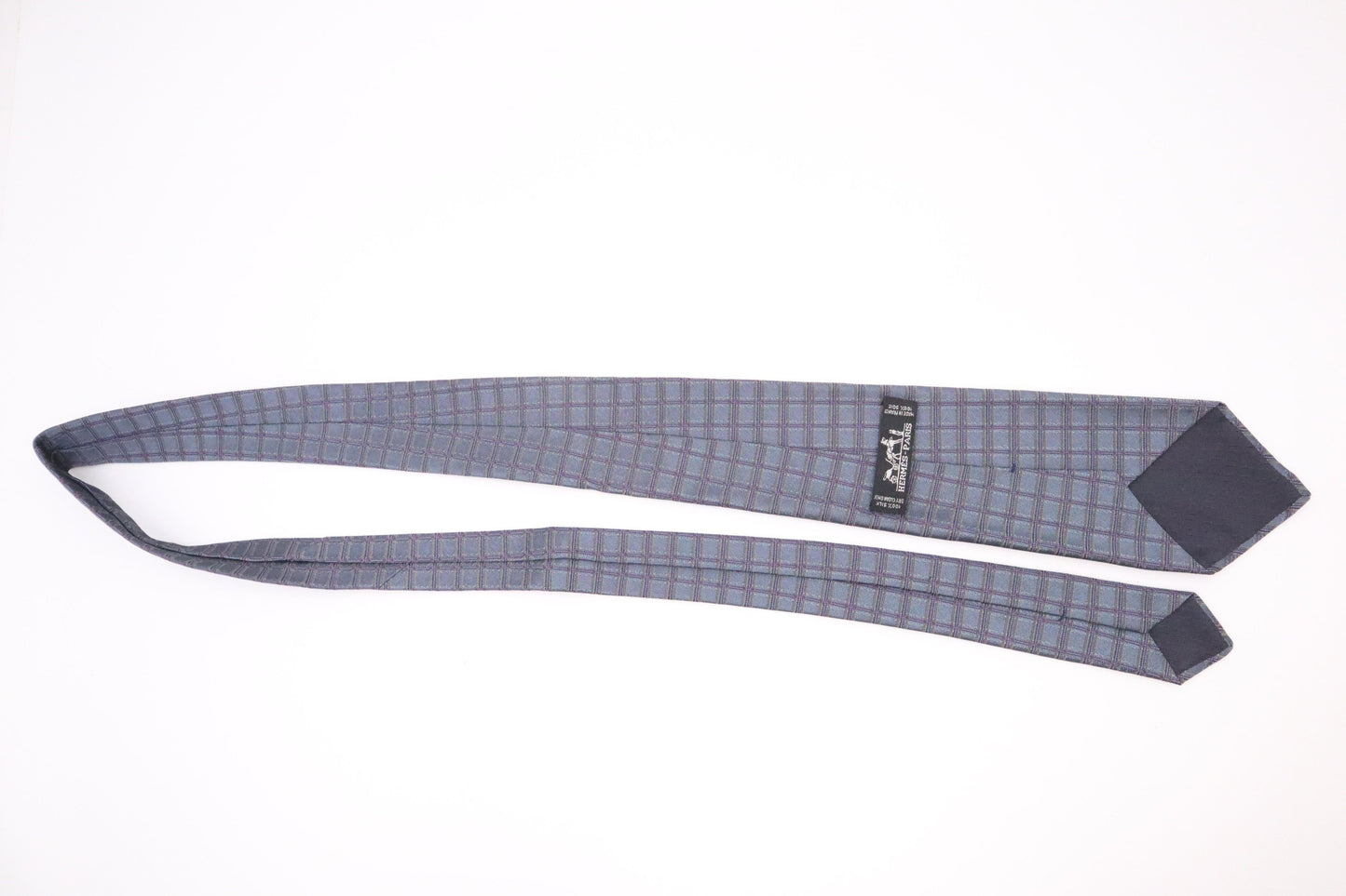 Hermes Tie in Iridescent Blue Silk