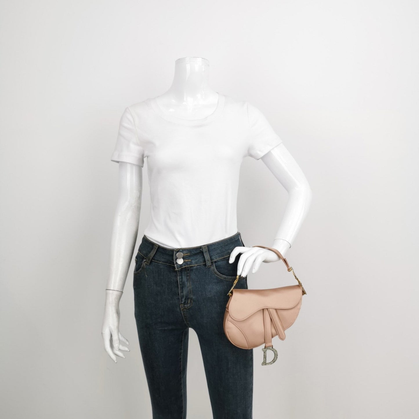 Dior Saddle Mini Silk Satin Pink with crystals