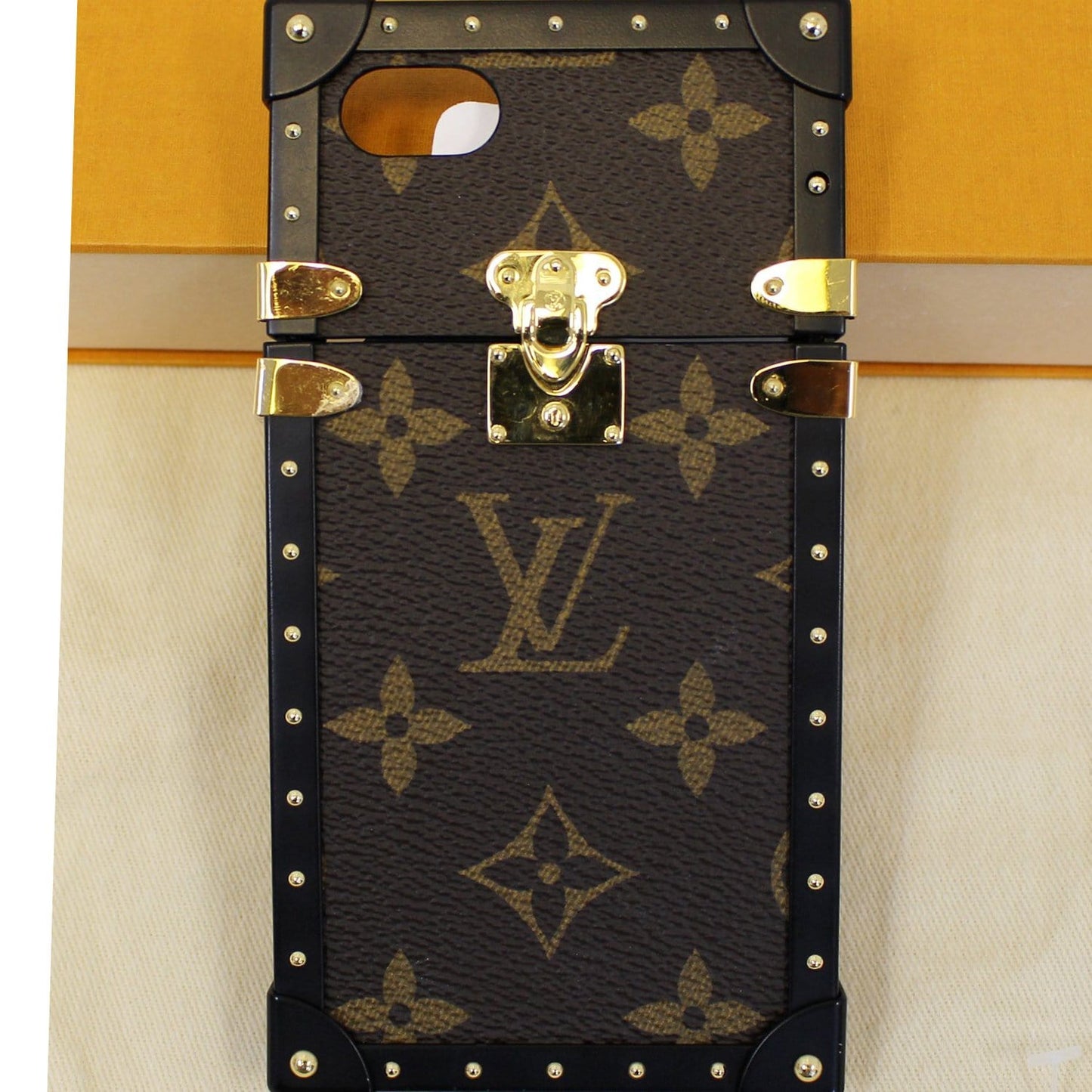 LOUIS VUITTON Eye-Trunk Monogram Eclipse IPhone 7 Case Brown  - Final Sale