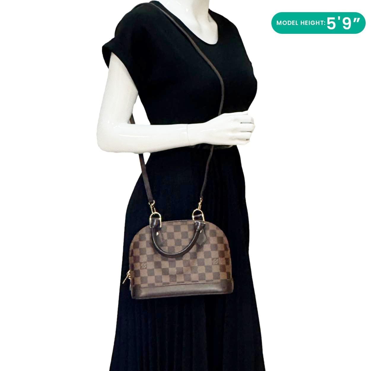 LOUIS VUITTON Alma BB Damier Ebene Satchel Shoulder Bag Brown