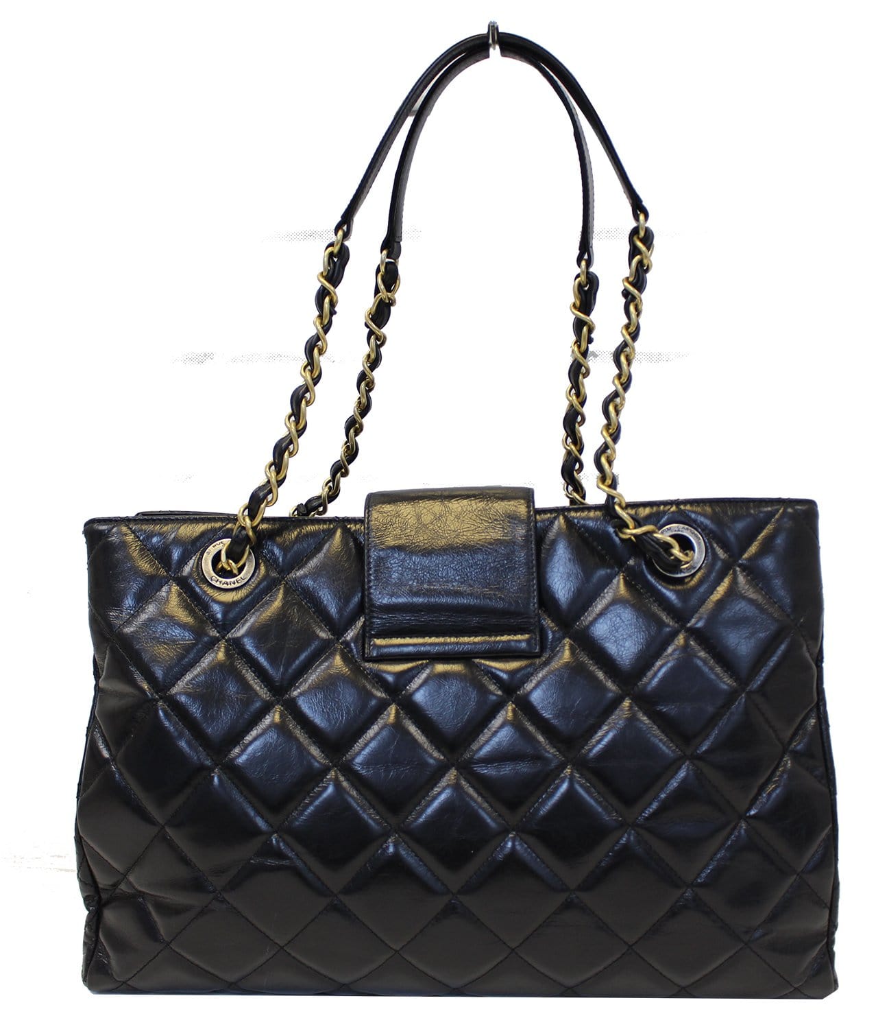 CHANEL Matelasse Black Calfskin Leather Shoulder Bag