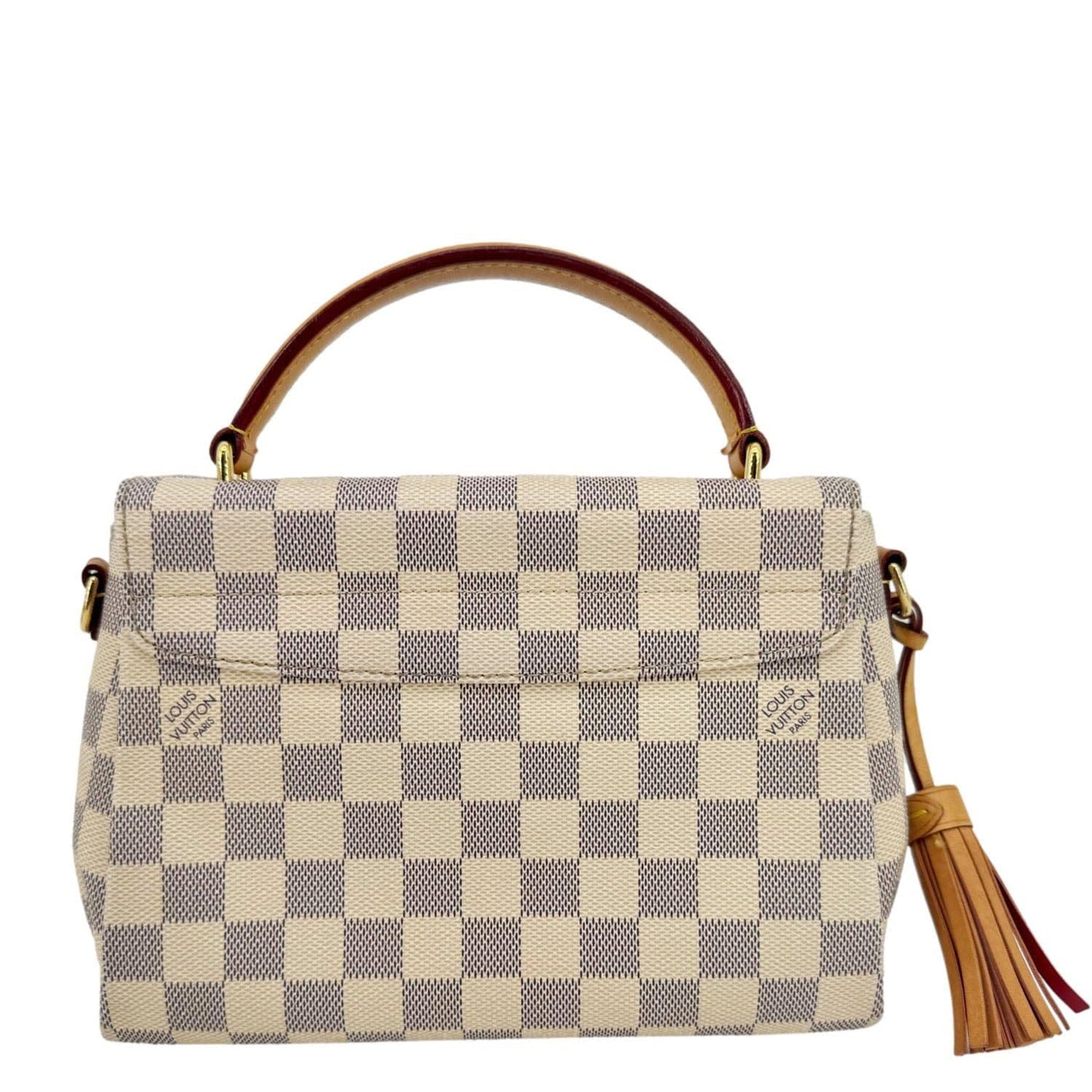 LOUIS VUITTON Croisette Damier Azur Satchel Crossbody Bag Rose Ballerine
