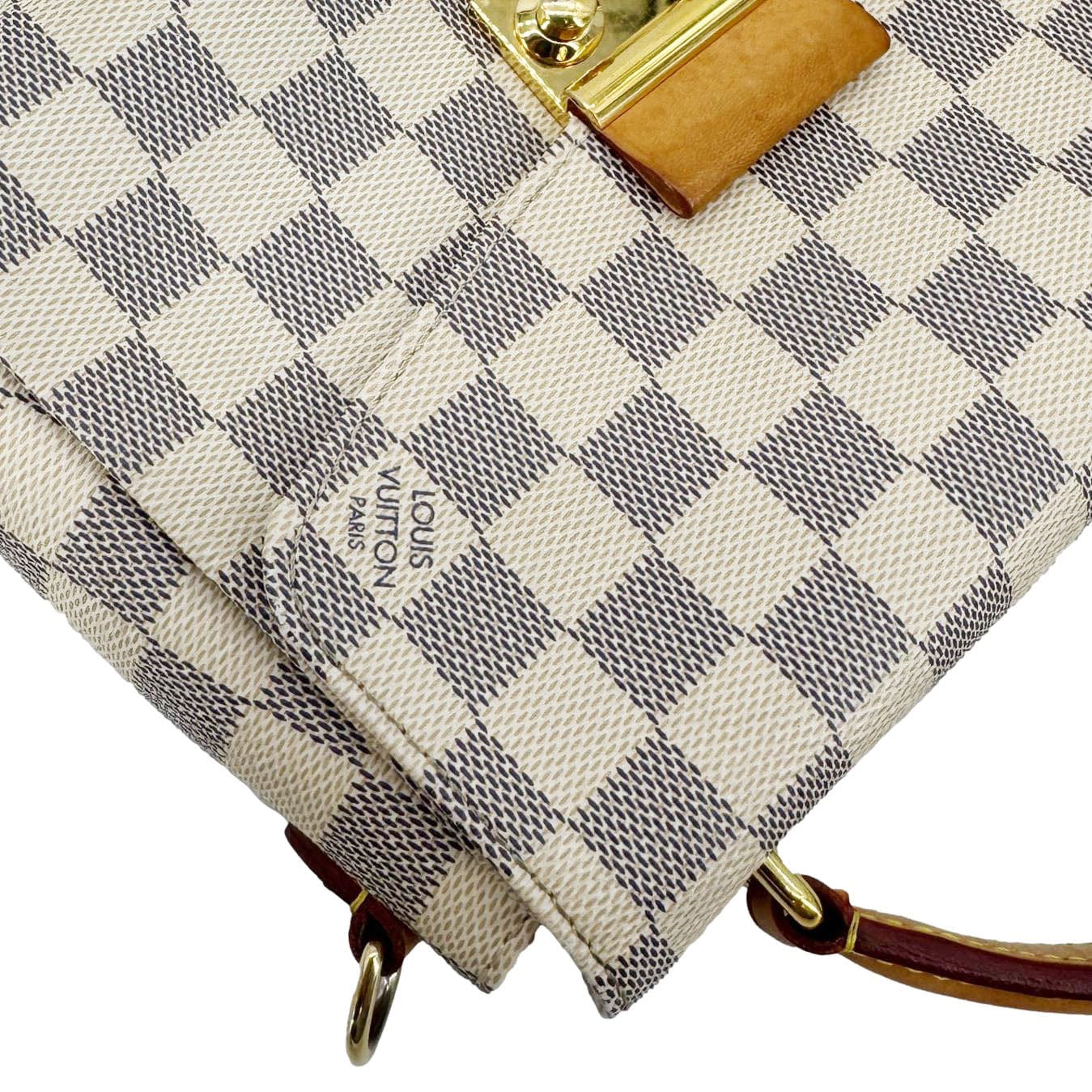 LOUIS VUITTON Croisette Damier Azur Satchel Crossbody Bag Rose Ballerine