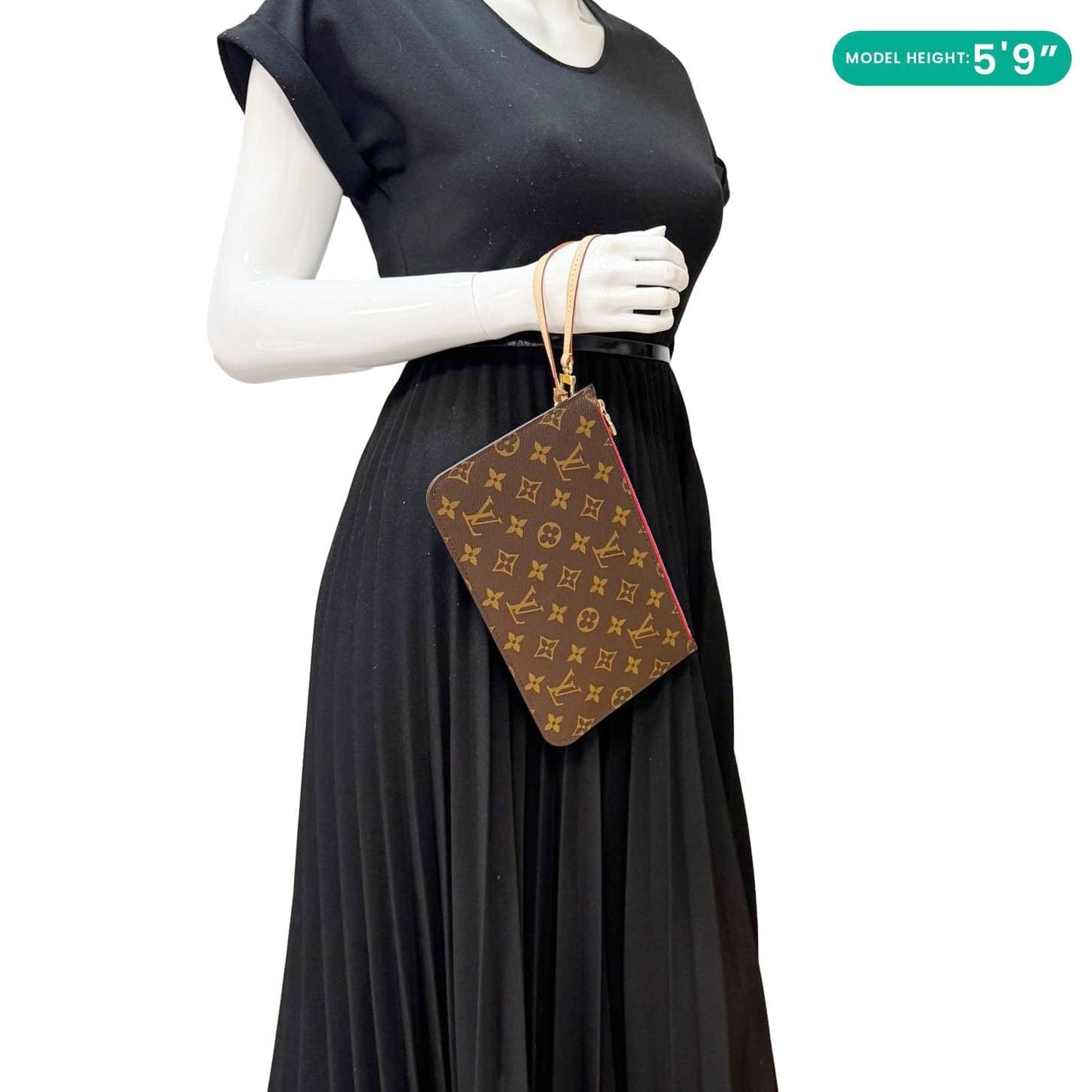 LOUIS VUITTON Neverfull Monogram Canvas Pochette Wristlet Pouch Pivoine