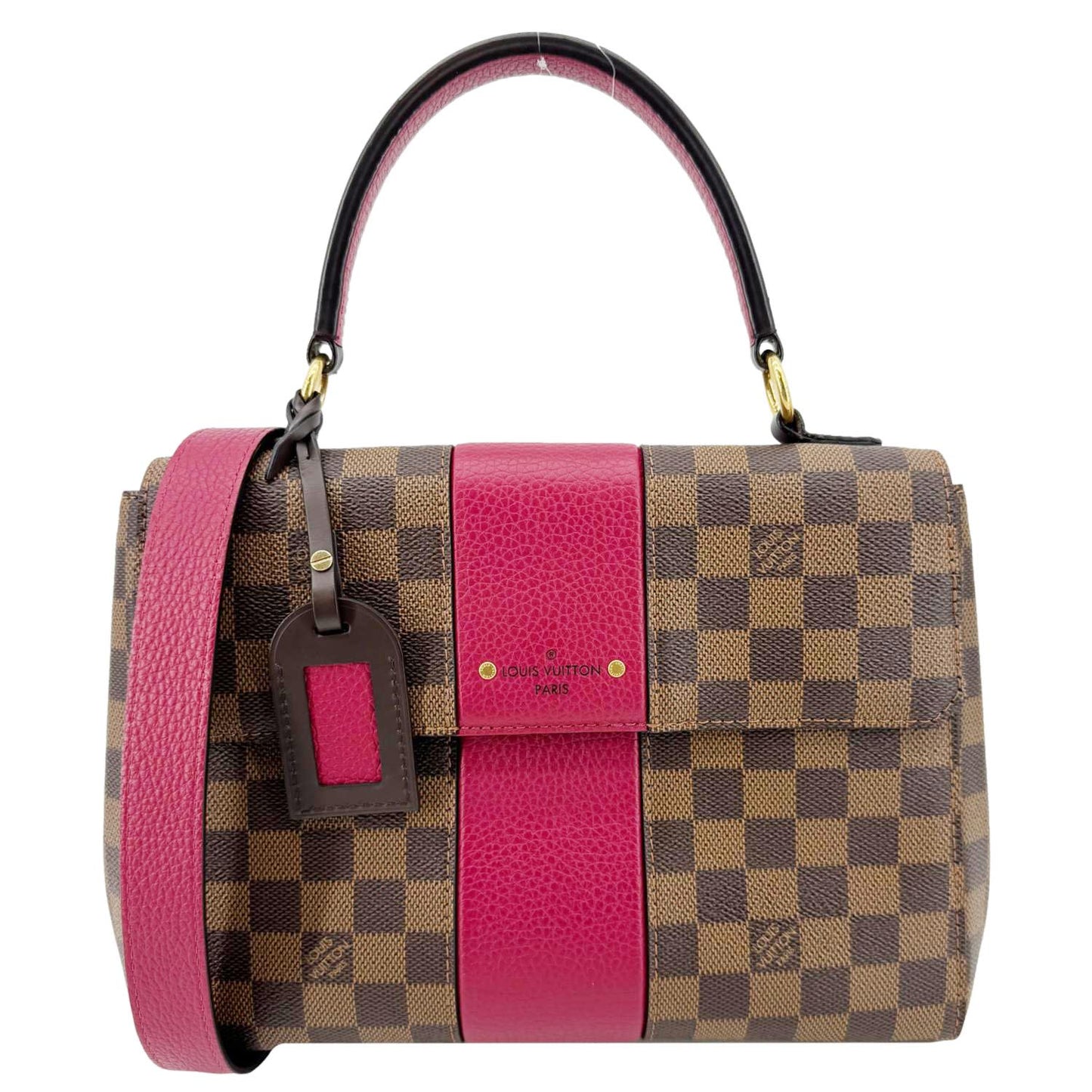 LOUIS VUITTON Bond Street MM Damier Ebene Satchel Bag Red