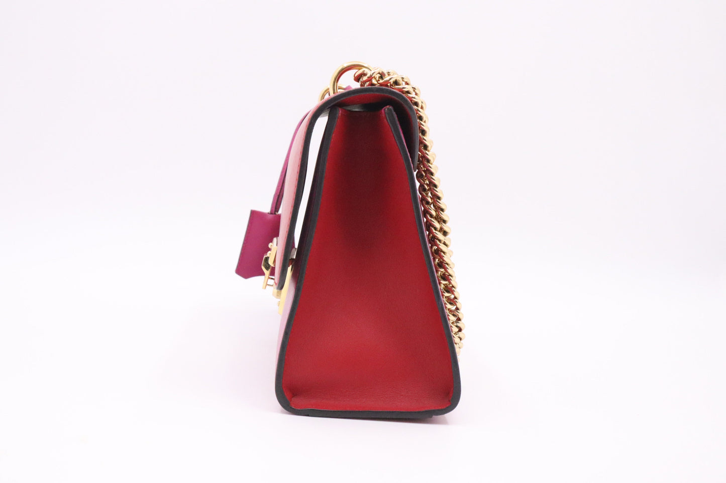 Gucci Padlock Shoulder Bag in Red and Fuchsia Leather