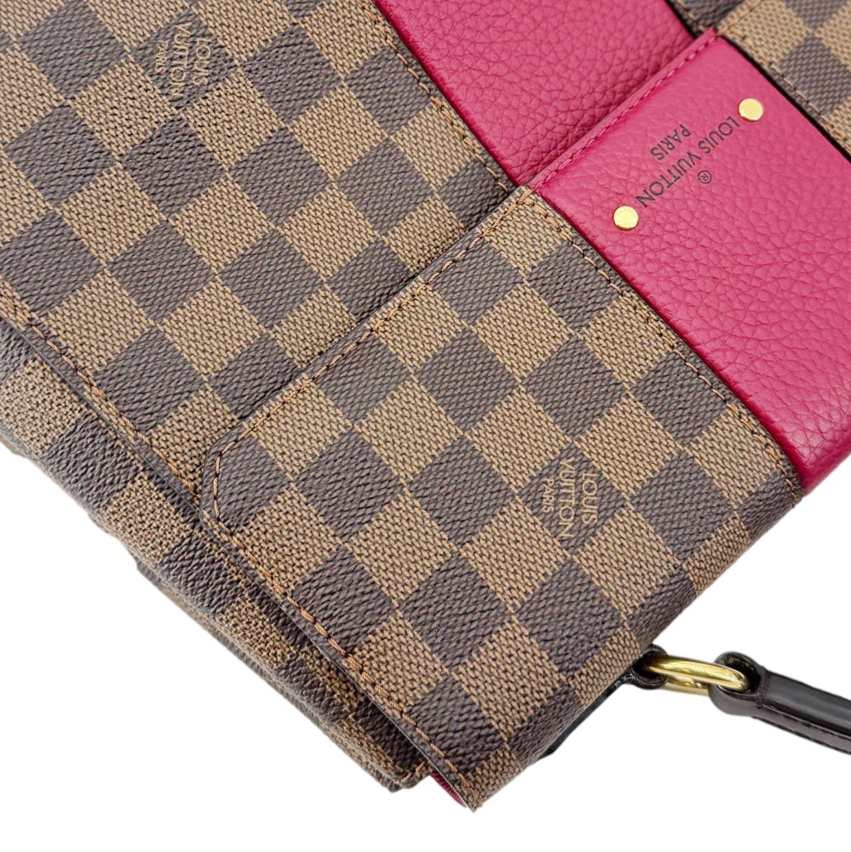 LOUIS VUITTON Bond Street MM Damier Ebene Satchel Bag Red