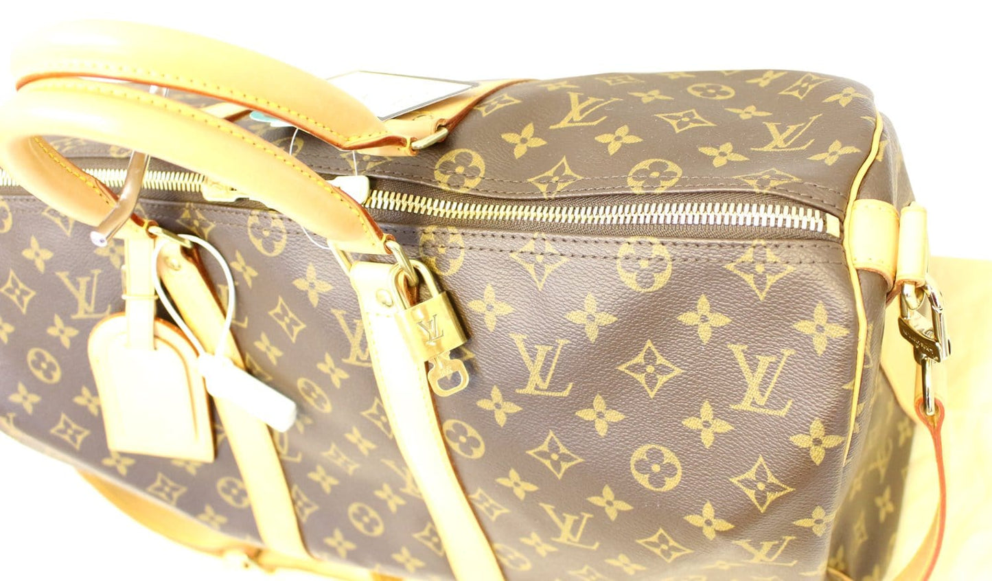 LOUIS VUITTON Monogram Canvas Keepall 45 Bandouliere Travel Bag