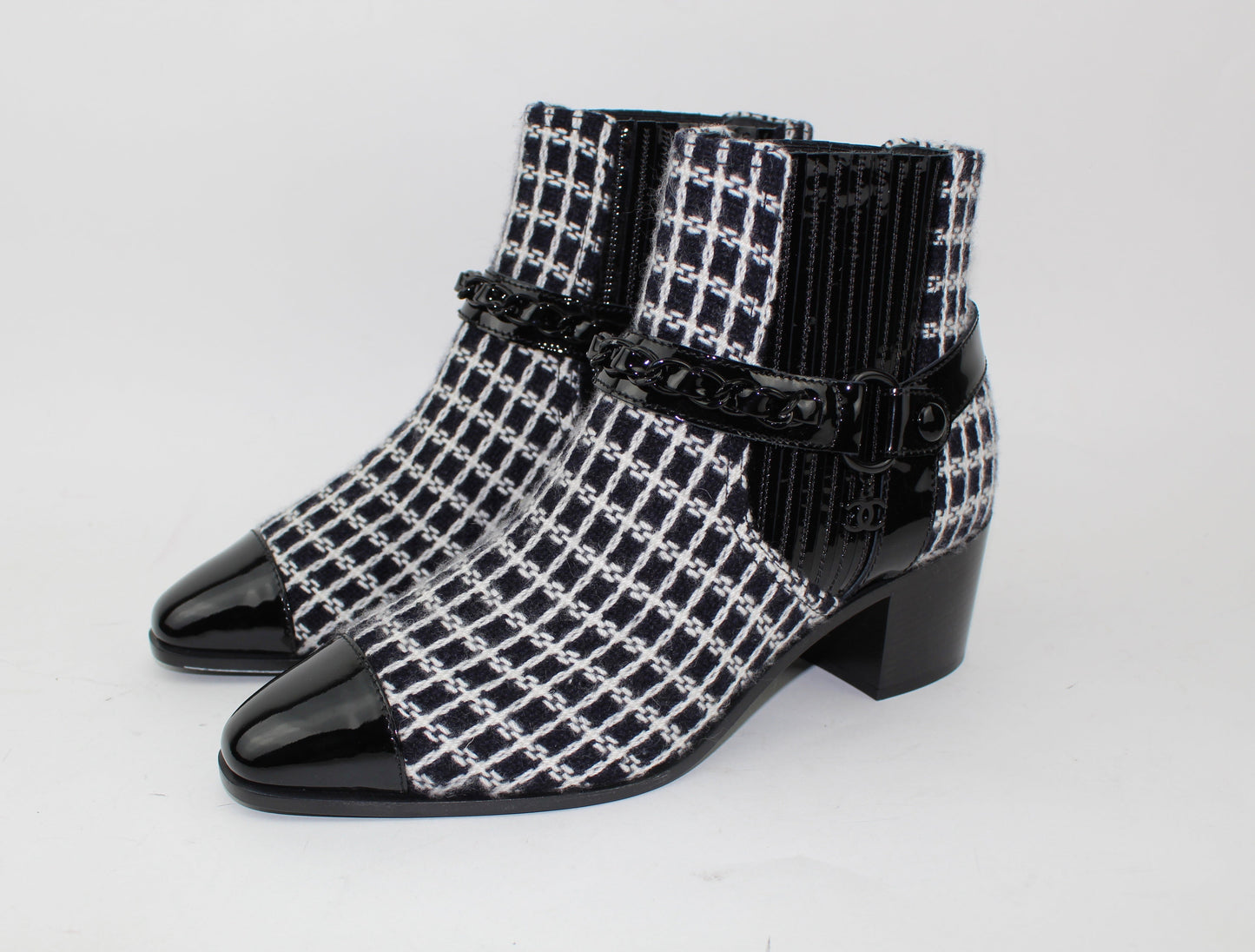 CHANEL TWEED SHORT BOOTS