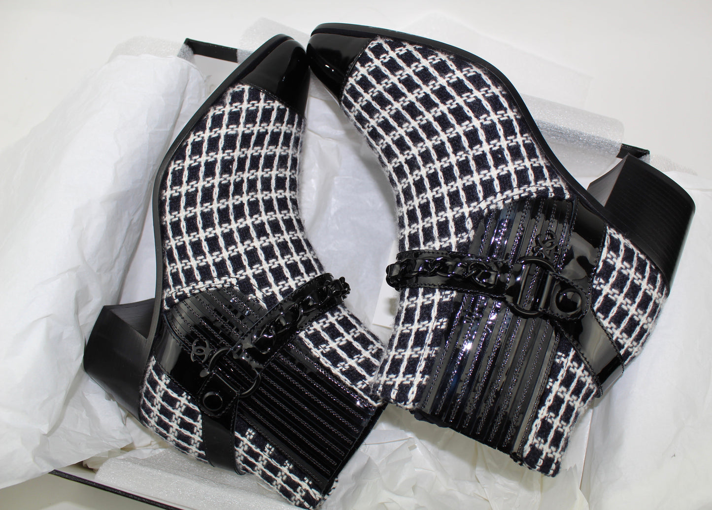 CHANEL TWEED SHORT BOOTS