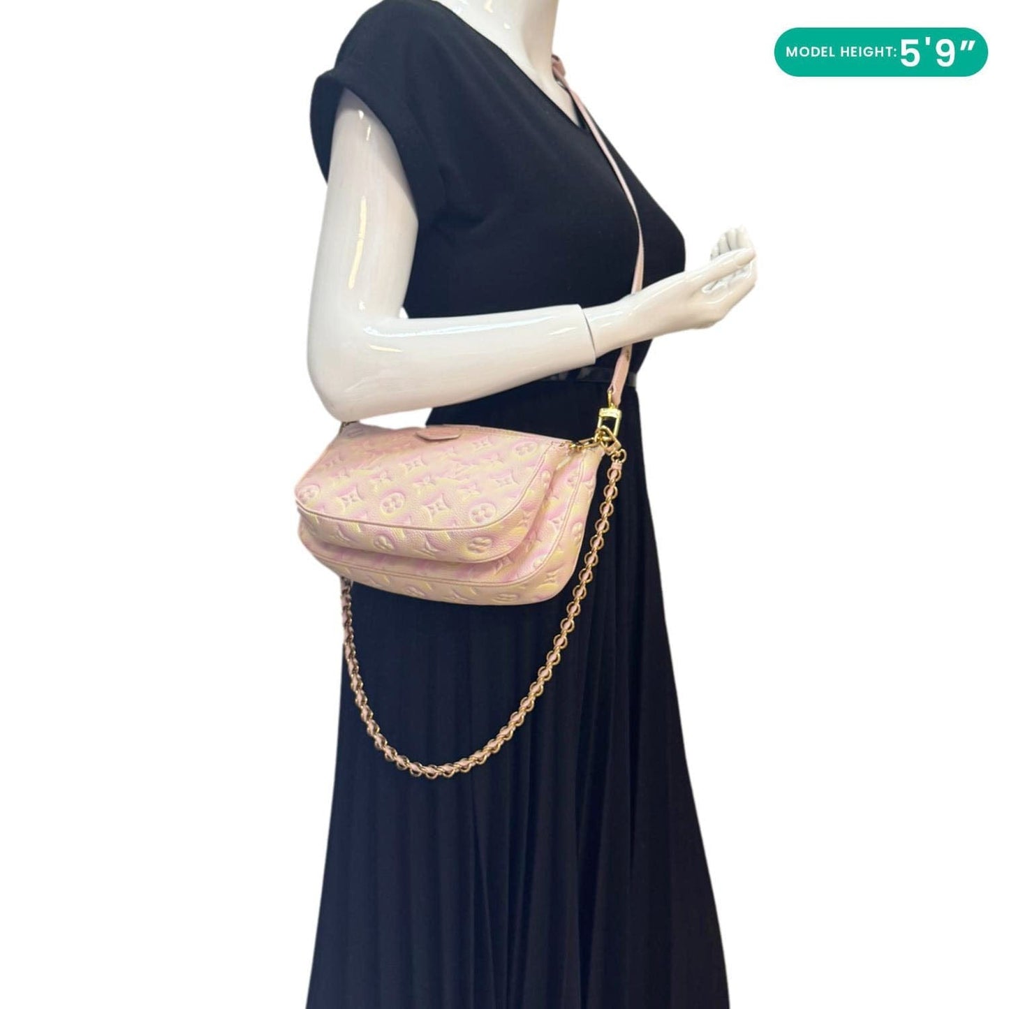 LOUIS VUITTON Pochette Summer Stardust Monogram Empreinte Leather Shoulder Bag Pink