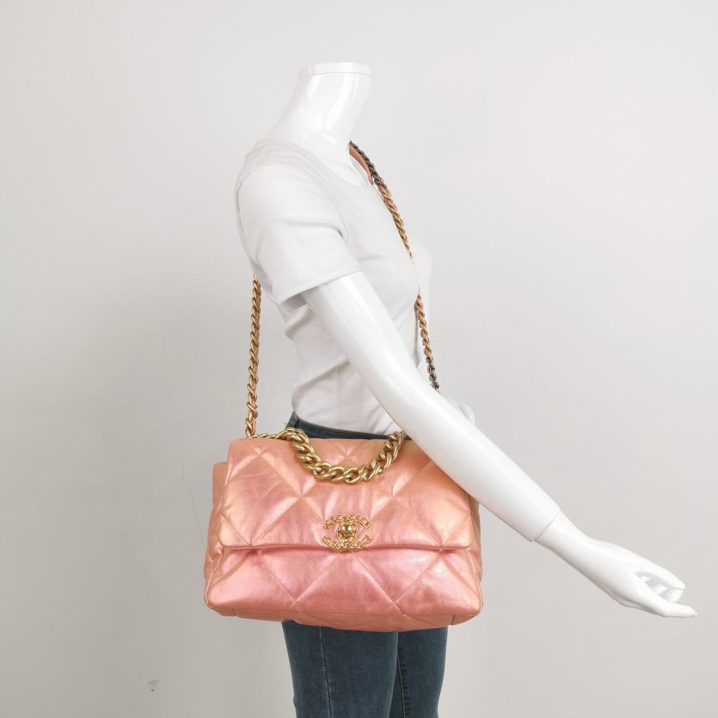 Chanel 19 Bag Medium Iridescent Pink Crossbody Bag