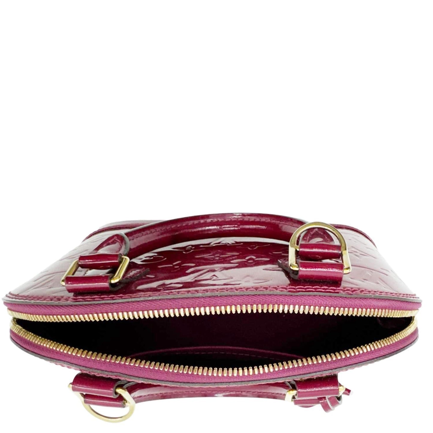 LOUIS VUITTON Alma BB Monogram Vernis Satchel Bag Red