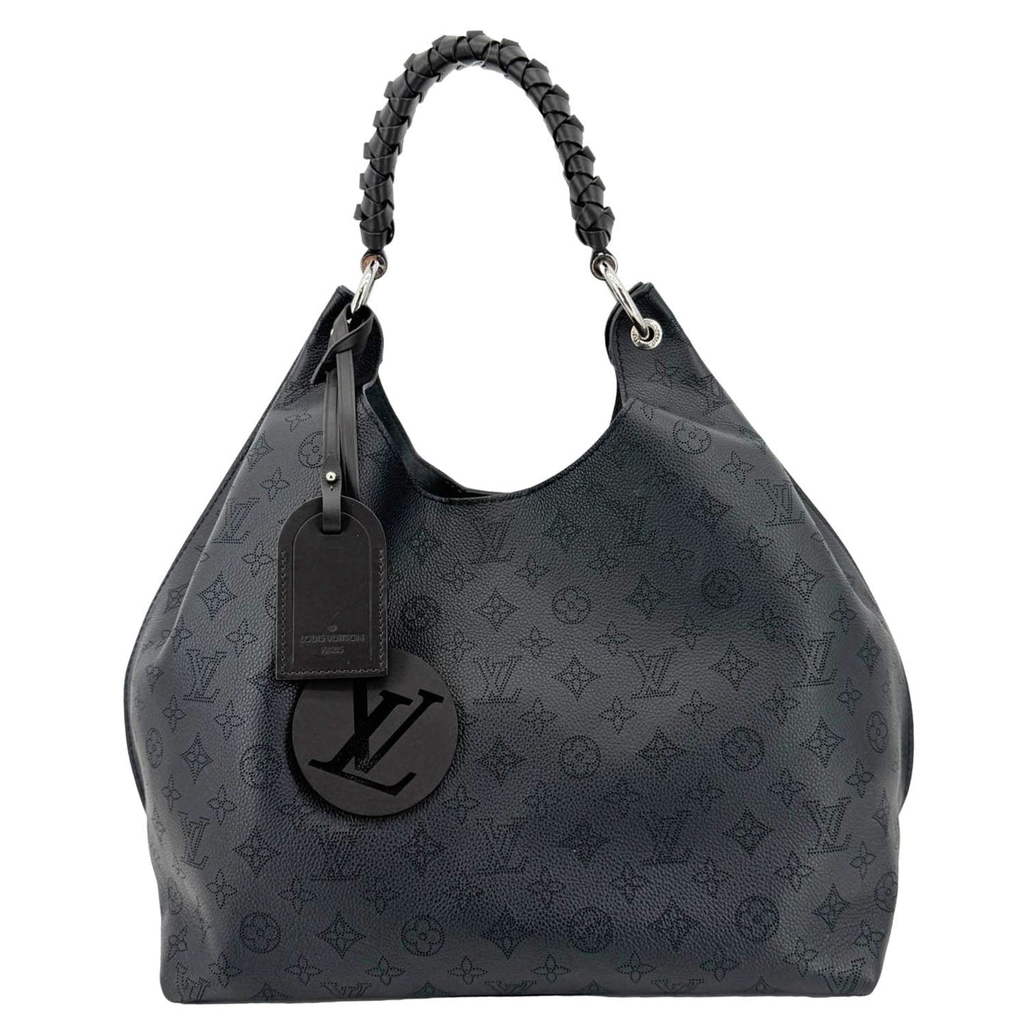 LOUIS VUITTON Carmel Mahina Leather Hobo Bag Black