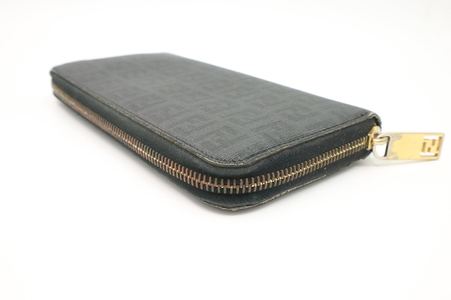 Fendi Long Zippy Wallet in Black Zucca Coated Canvas
