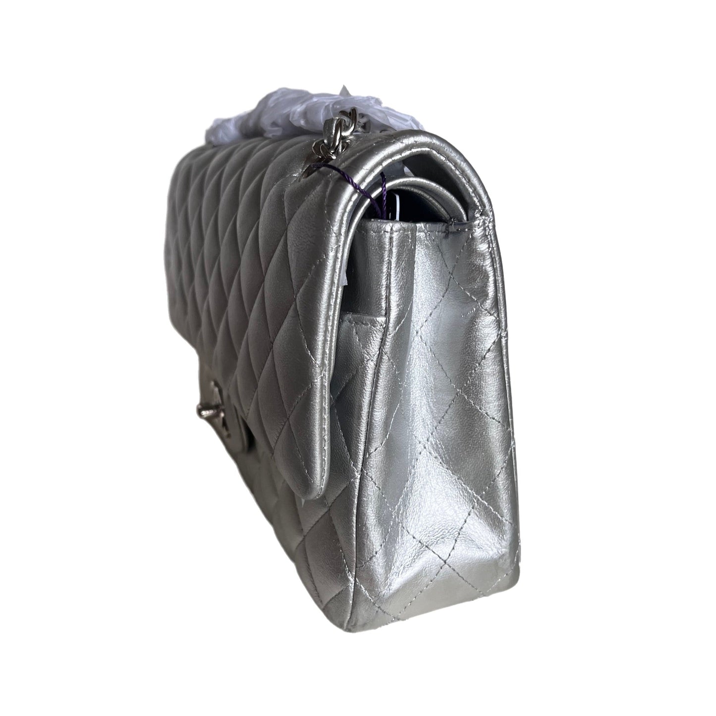 Chanel Classic Flap 2010 Silver Lambskin Leather