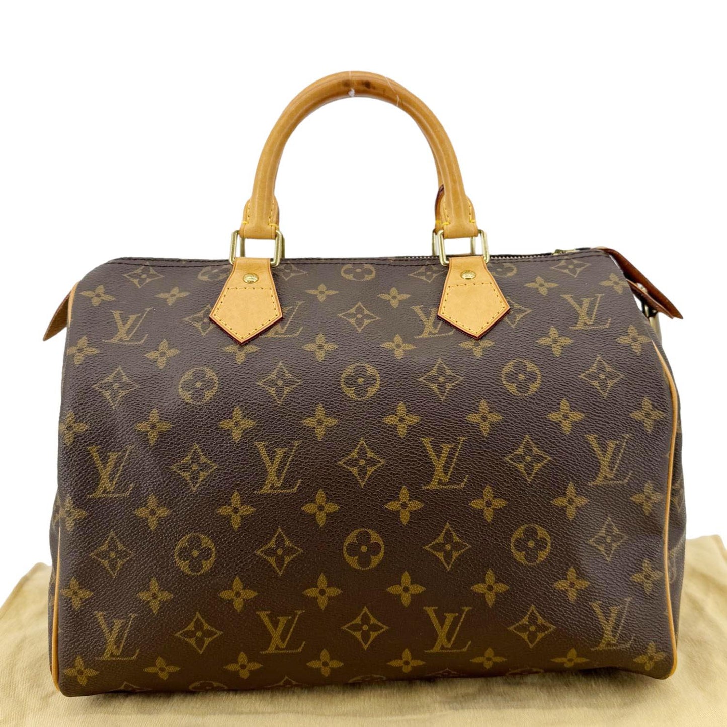 LOUIS VUITTON Speedy 30 Monogram Canvas Satchel Bag Brown