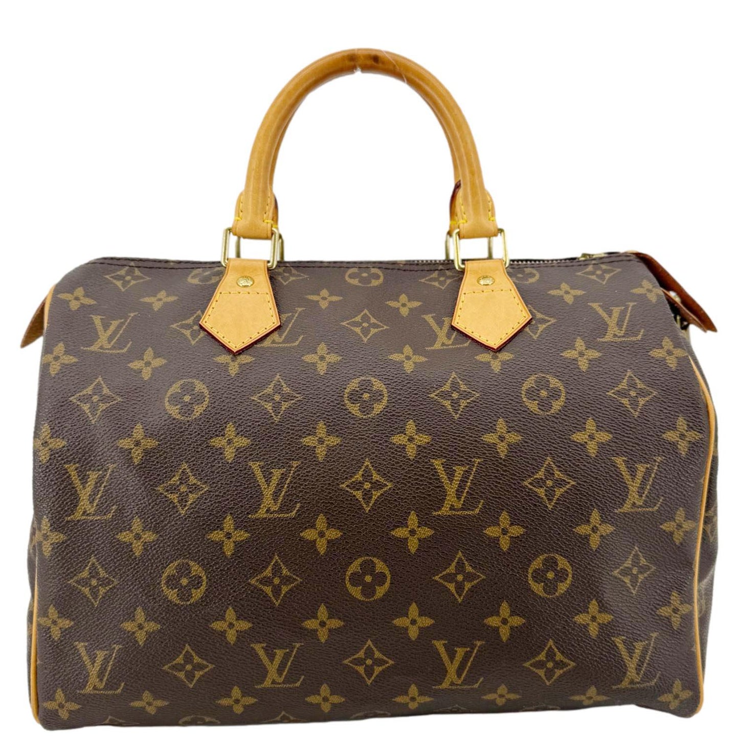 LOUIS VUITTON Speedy 30 Monogram Canvas Satchel Bag Brown