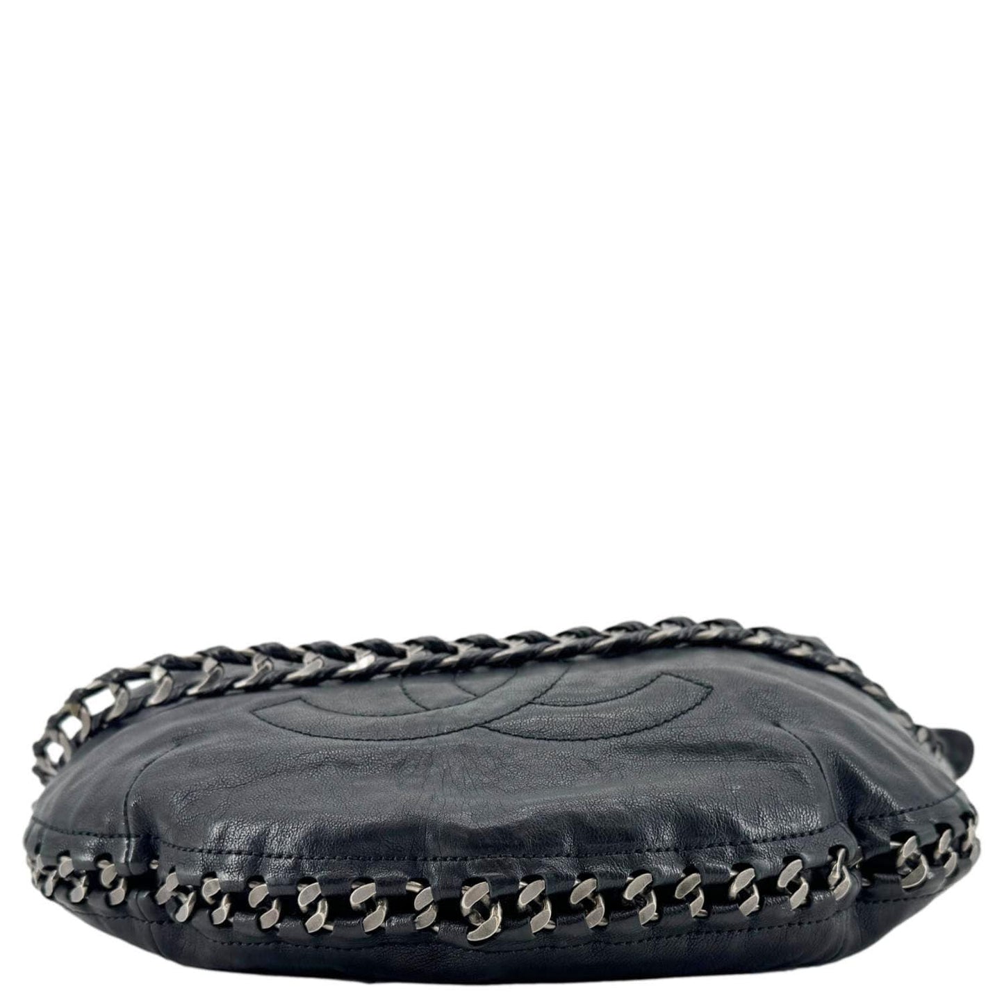 CHANEL Modern Chain Calfskin Leather Hobo Bag Black