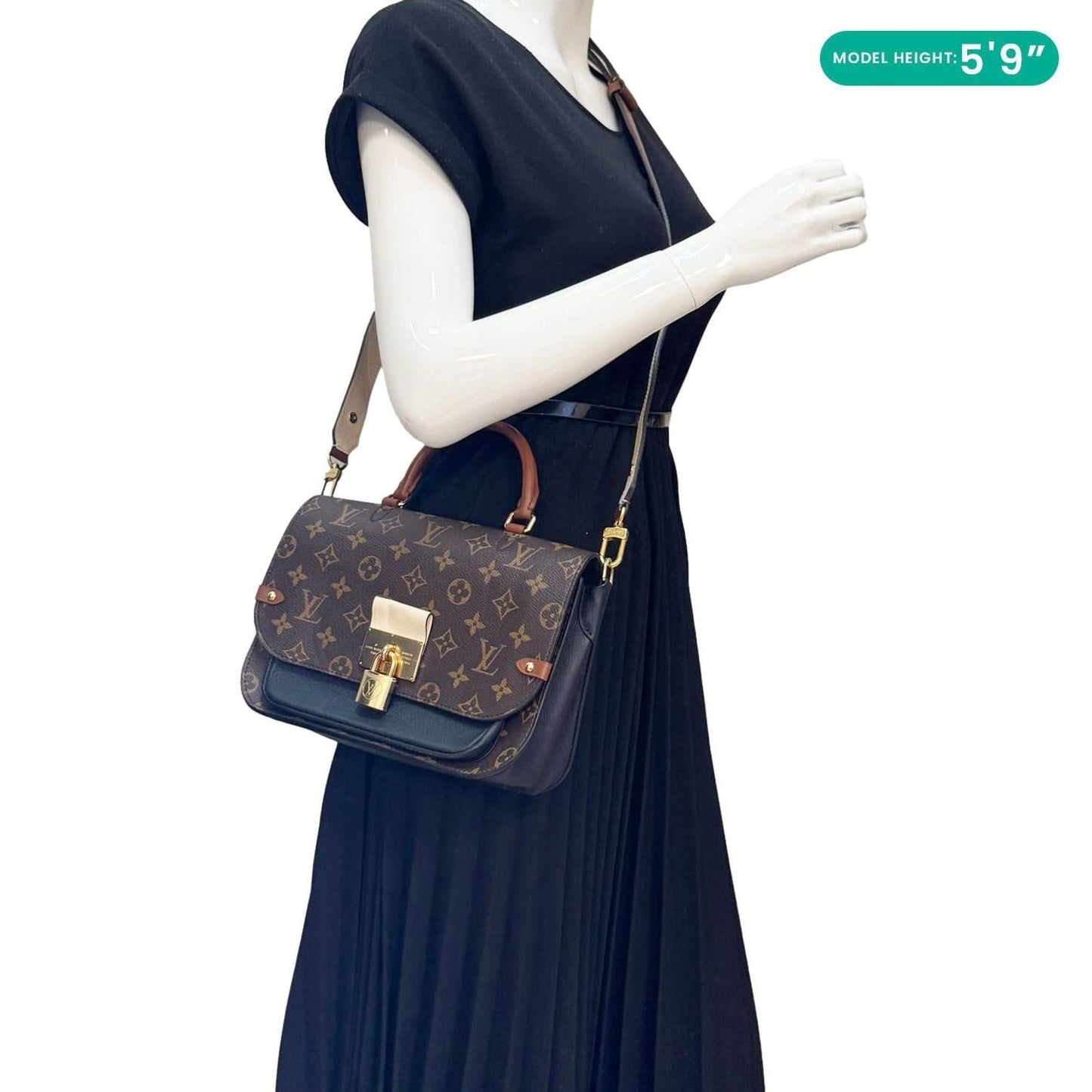 LOUIS VUITTON Vaugirard Monogram Canvas Shoulder Bag Black