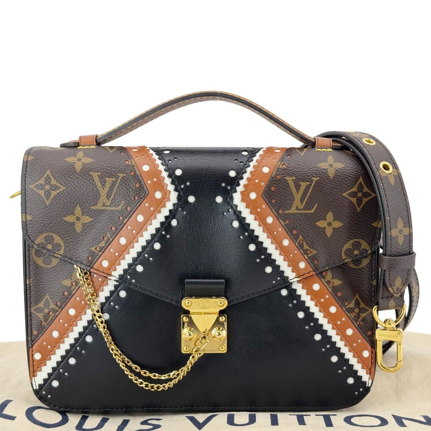 LOUIS VUITTON Metis Pochette Brogue Reverse Monogram Shoulder Bag Black