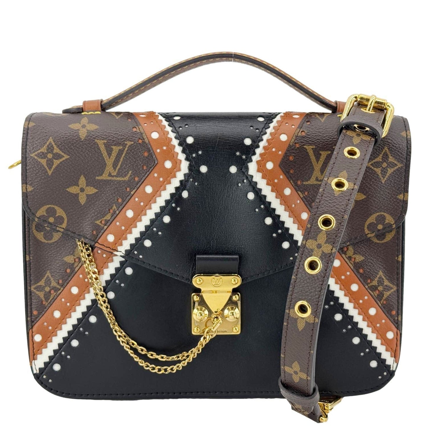 LOUIS VUITTON Metis Pochette Brogue Reverse Monogram Shoulder Bag Black