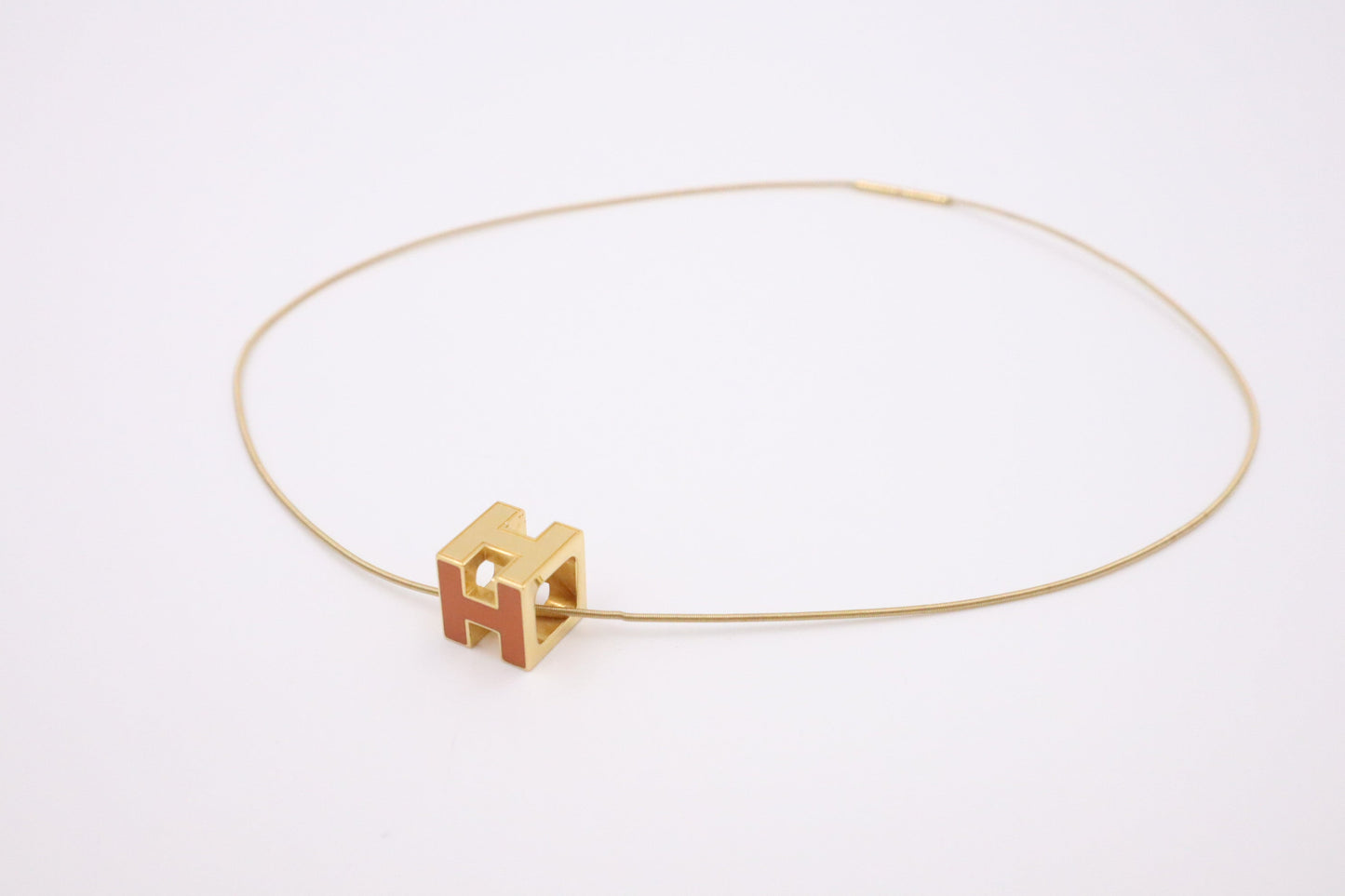 Hermes H Cube Necklace in Orange