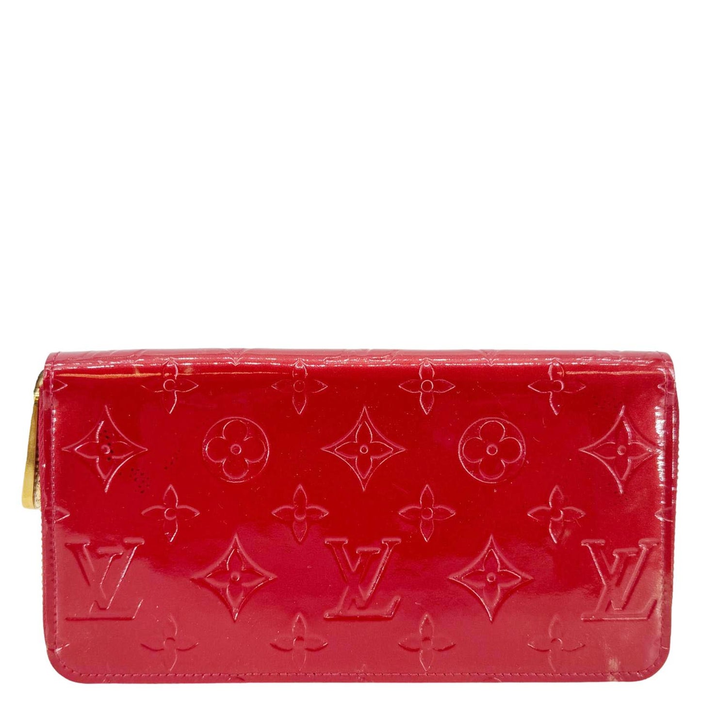 LOUIS VUITTON Monogram Vernis Zippy Wallet Red