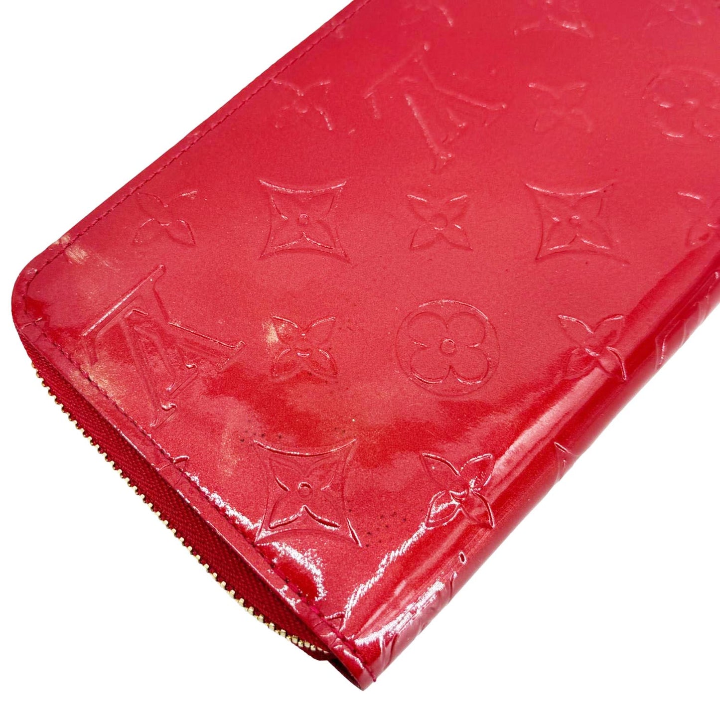 LOUIS VUITTON Monogram Vernis Zippy Wallet Red