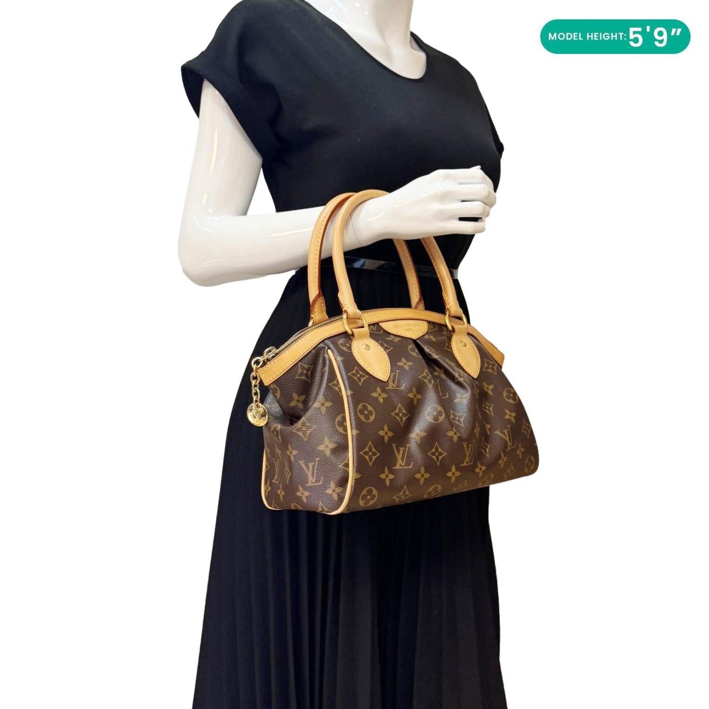 LOUIS VUITTON Tivoli PM Monogram Canvas Satchel Bag Brown