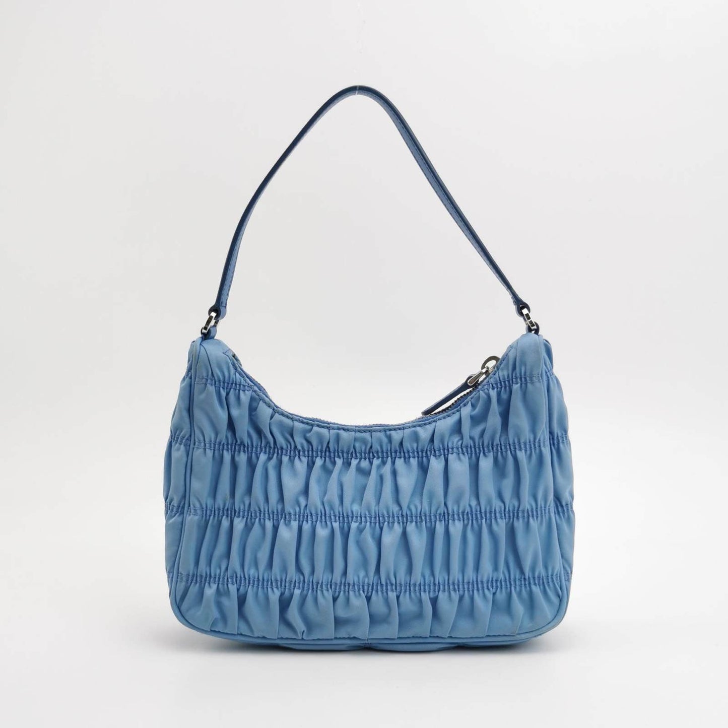 Prada Tessuto Nylon Gaufre Hobo Shoulder Bag Blue