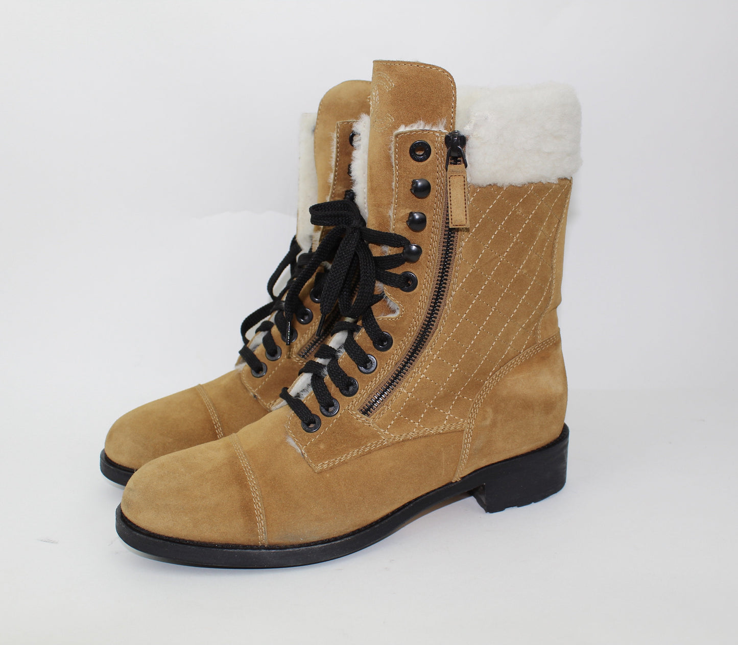 CHANEL SHEARLING COMBAT BOOTS