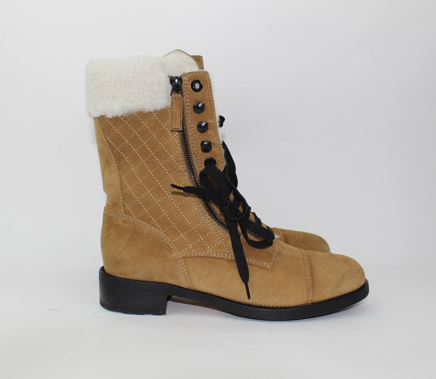 CHANEL SHEARLING COMBAT BOOTS
