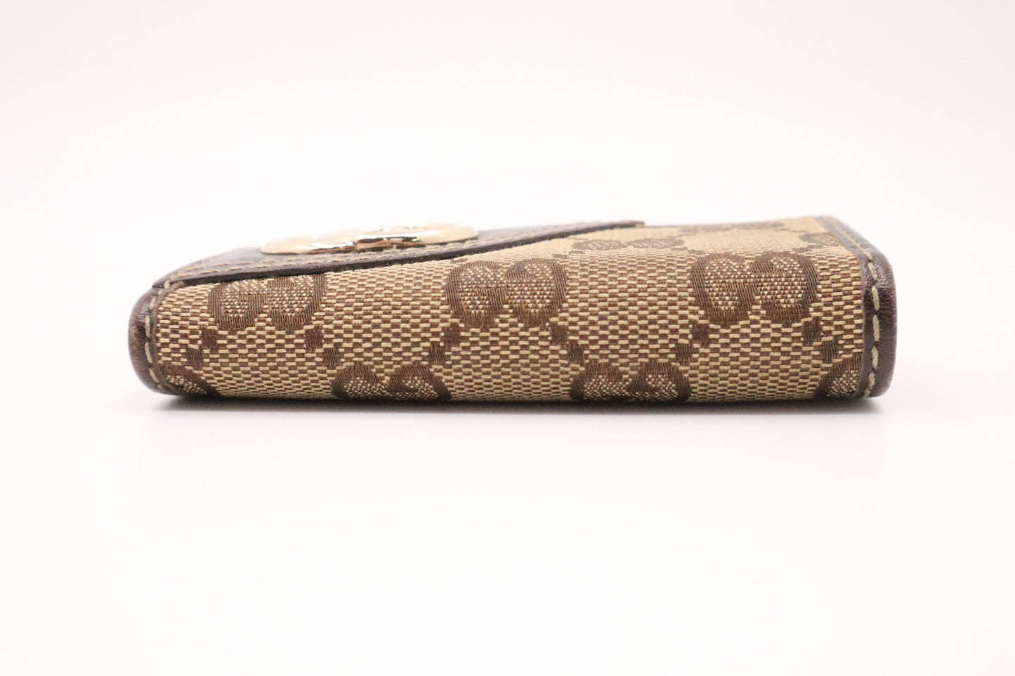 Gucci 4 Key Case in GG Canvas & Brown Leather